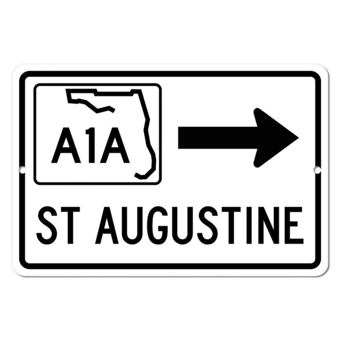 St Augustine Florida A1A Highway Metal Road Sign Souvenir Wall Decor