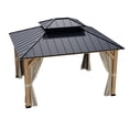 thumbnail image 3 of COOS BAY 11 x 13 Outdoor Patio Wood Gazebo, Hardtop Gazebo with Galvanized Steel Double Roof,W/Curtain and Netting, 3 of 9