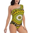 thumbnail image 3 of Gaeub Yellow Mandala Women's One Shoulder Ruffle Tummy Control Swimwear for Swimming Surfing Beach Party - Large, 3 of 8