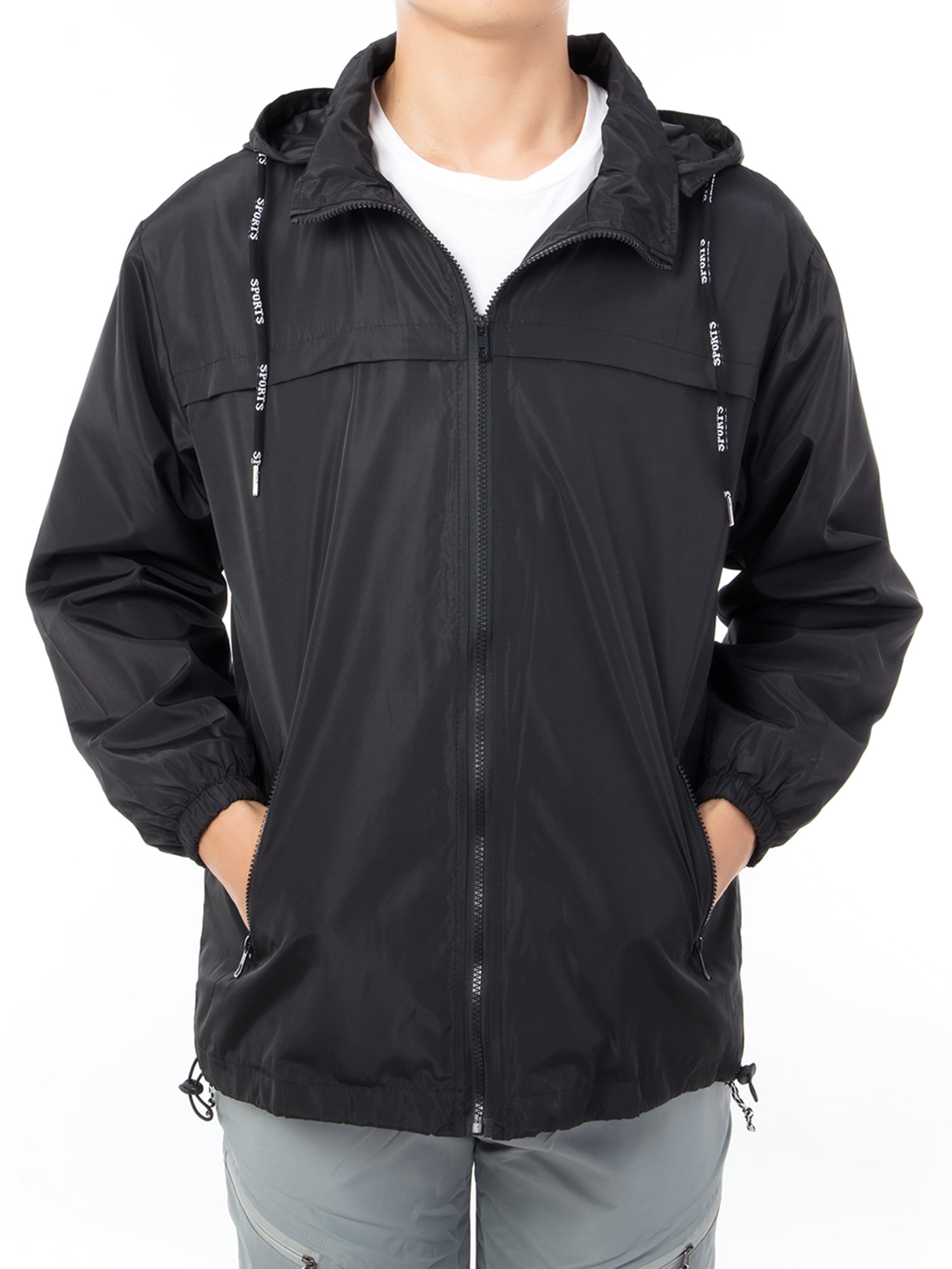 DODOING Men's Hooded Windbreaker Jacket Lightweight Jacket Zip Up Windbreaker Rain Jacket ...