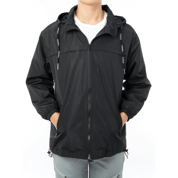 Men s Watertight Rain Jacket Hooded Raincoat Windbreaker Lightweight ...