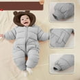 thumbnail image 5 of ATOGUTA Boys Girls Fleece Jumpsuit Winter Clothes Suit Hooded Jumpsuit Romper Bear Outfit Infant Warm Coat Outwear Overcoat Size 6M-3T, Gray, 5 of 5