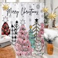 thumbnail image 3 of Merry Christmas Shower Curtain, Colorful Buffalo Check Plaid Xmas Tree Winter New Year Holiday Bathroom Curtain Waterproof Fabric Machine Washable with Hooks, 72" Wx72 L, 3 of 6