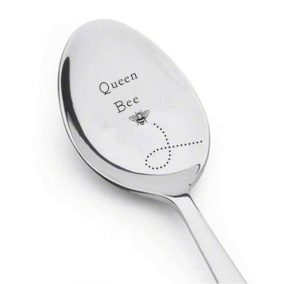 Boston Creative Company Queen Bee - Gourmet Coffee Spoon Gift - Stainless Steel Spoon - Engraved Unique Gift - Cute Spoon Item - Gift for Him -Gift for Her - Spoon Gift #A28