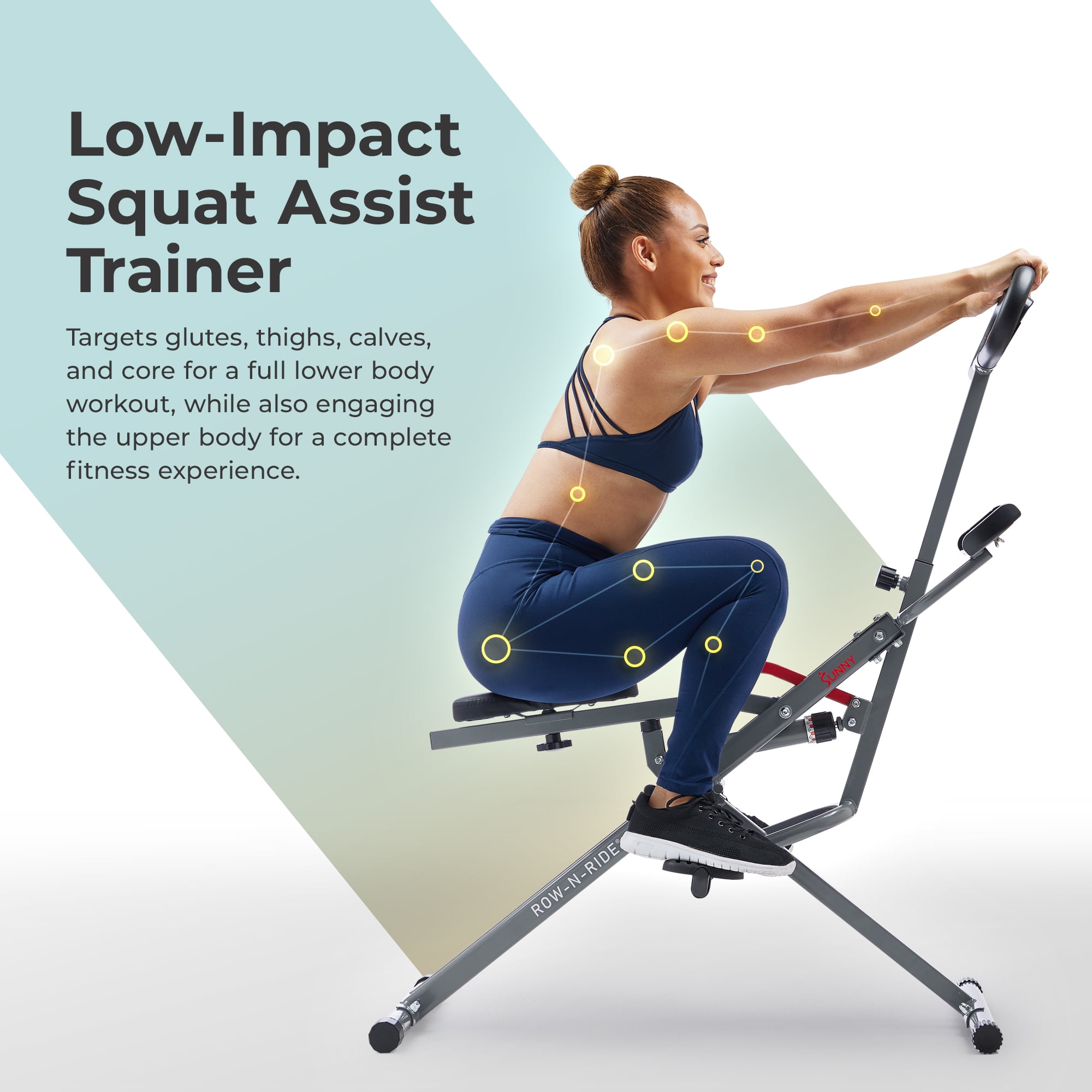 Sunny & Health Fitness Row-N-Ride Pro Squat Assist Trainer with Free SunnyFit App via Bluetooth, SF-A023053