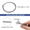 thumbnail image 2 of 3/16" (5mm) 10ft (3 m) 304 Stainless Steel Cable Wire Rope 7 x 19 Strands Aircraft Wire for Outdoors Decking, 2 of 5