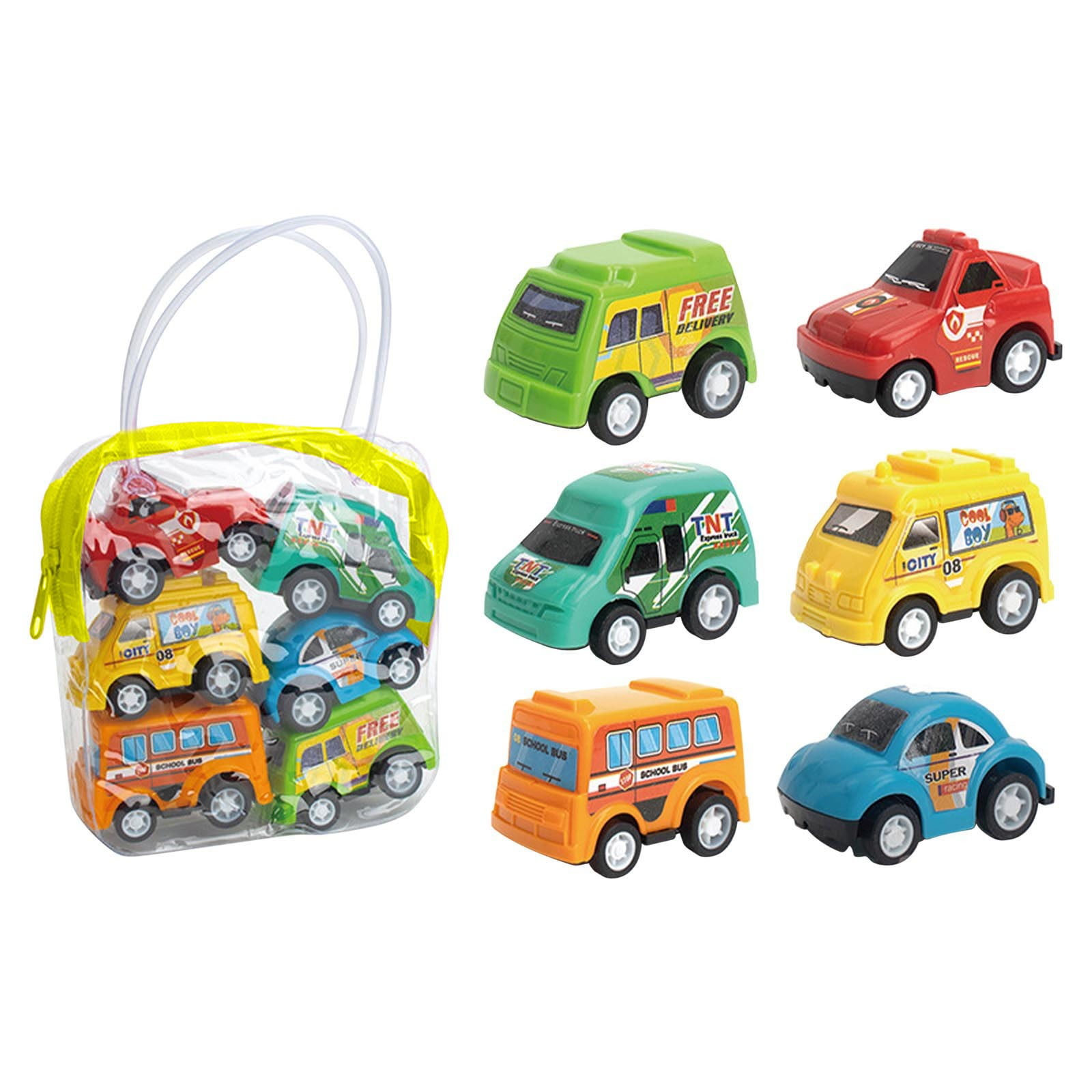 Urban Rebound Car Collection Set - Portable Handbag Toy Vehicles, Colorful Mini Cars, Friction Powered Playtime, Interactive Racing Fun