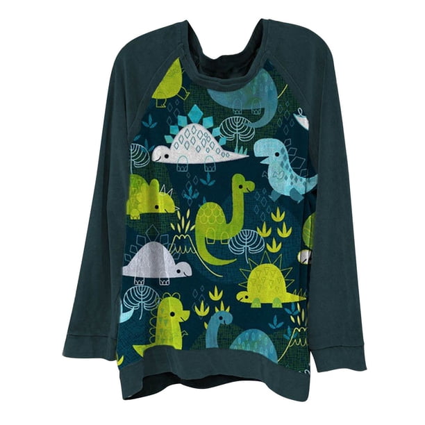 Sudadera extragrande de lana de manga larga con cuello redondo y estampado retro para mujer Fridja fhghd896