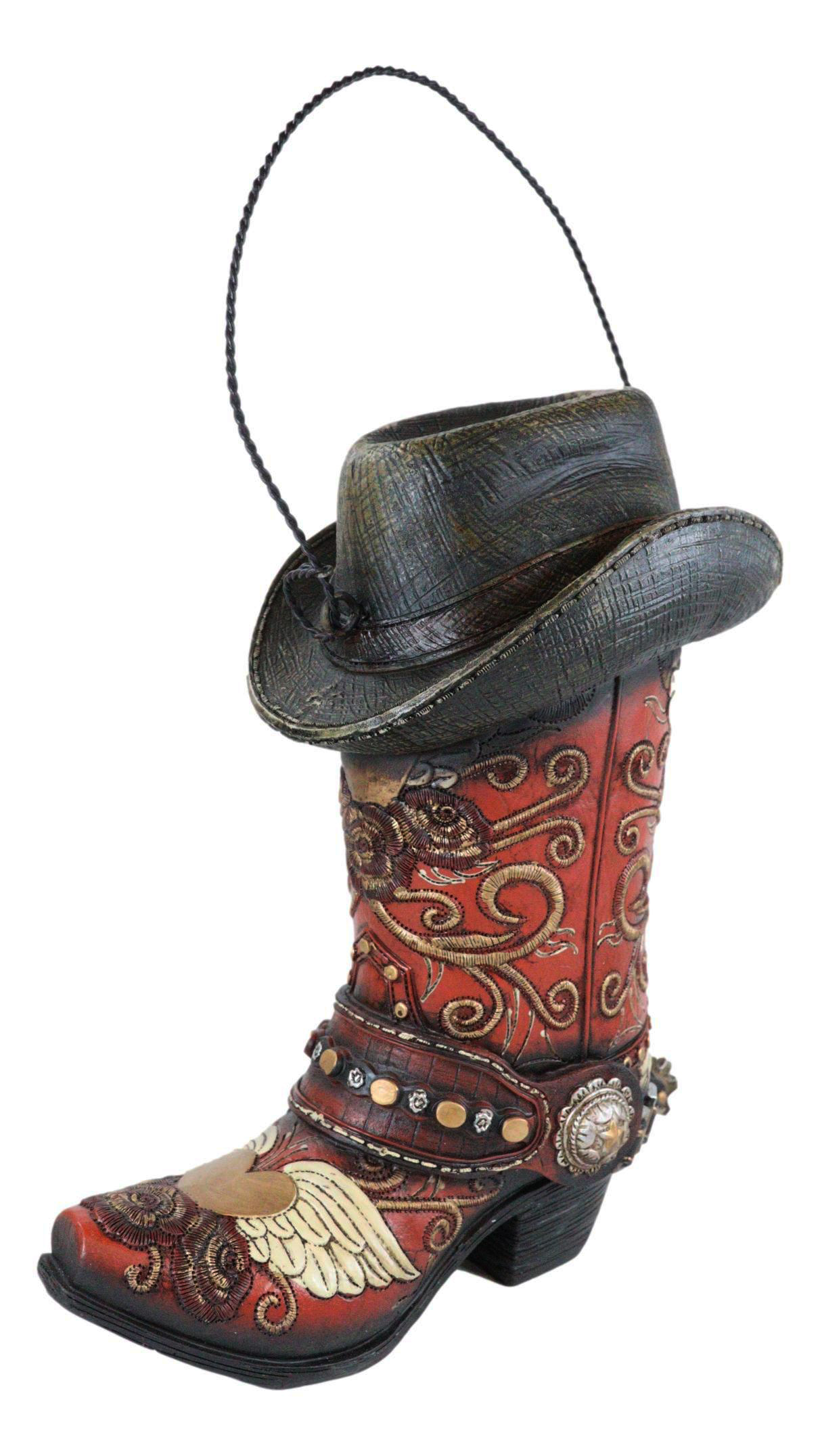 Ebros Gift Western Floral Cowboy Boots Bird Feeder with Hanger, Multi-Color (2 Pack)