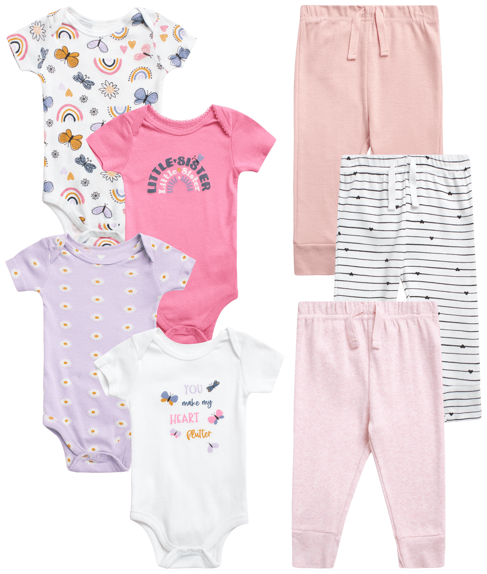Koala Baby Girls' Layette Set 7 Piece Playwear Bodysuit and Fleece
