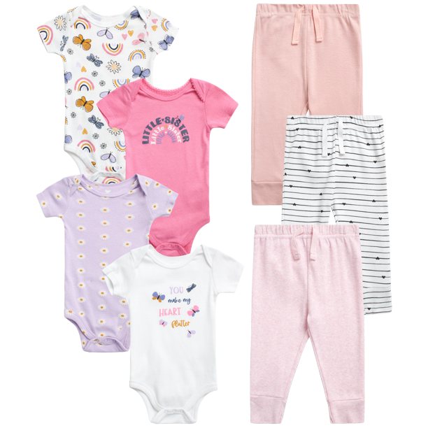 Koala Baby Girls' Layette Set 7 Piece Playwear Bodysuit and Fleece