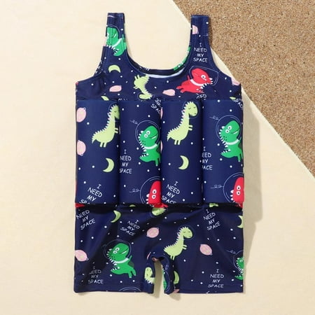 

Toddler Boys Girls Float Swimwear Bathing Suit Kids One Piece Short Pants Swimsuit Beach Rash Guard 2-9Y