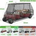 thumbnail image 4 of 10L0L Golf Cart Cover 6 Passenger for Yamaha Club Car EZGO 4+2 Person,420D Waterproof Rain Cover, Golf Cart Accessories, Silver, 4 of 7