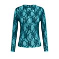 thumbnail image 7 of mgoYE Womens Mesh Long Sleeve Shirts Fashion Clothing Turtle Necks Sheer-Ruched Going Out Tops Fall Summer Outfits Slim Fit Blouses(Green,M), 7 of 7