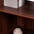 thumbnail image 2 of Bere 47 Inch Sofa Table with Black Glass Top, Open Shelves, Brown Wood, 2 of 6