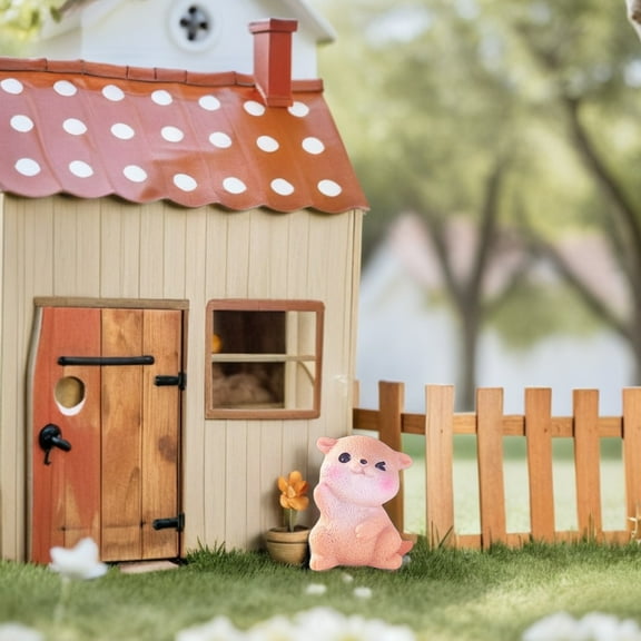 unbranded 8Pcs Cake Toppers Moss Brown Resin Fairy Garden Decoration Set