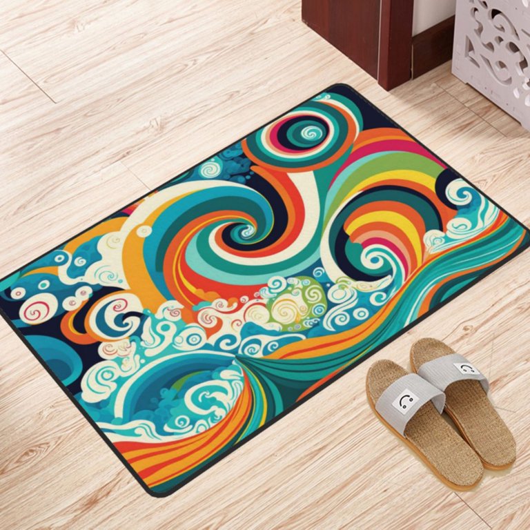 Washable Non-Slip Rug Pad, Abstract Line Swirl Area Rug Doormats, Living  Room Bedroom Carpet Mats, 36x24 