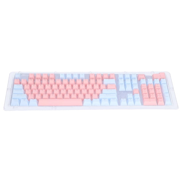 Tapas De Teclado Mecánico De 104 Teclas Oem High Abs Pbt Keycap Teclas En Inglés Con Diseño De Color De Contraste De Capa Translúcida Para Modificación De Juegos (Azul + Rosa) Monstrate EL014244-02