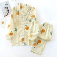 thumbnail image 1 of Pijamas de dos piezas de gasa de algodón 100% para mujer, pantalones de manga larga, flores simples, conjunto de servicio a domicilio suelto, talla M-XXXL, primavera y verano, 1 of 3