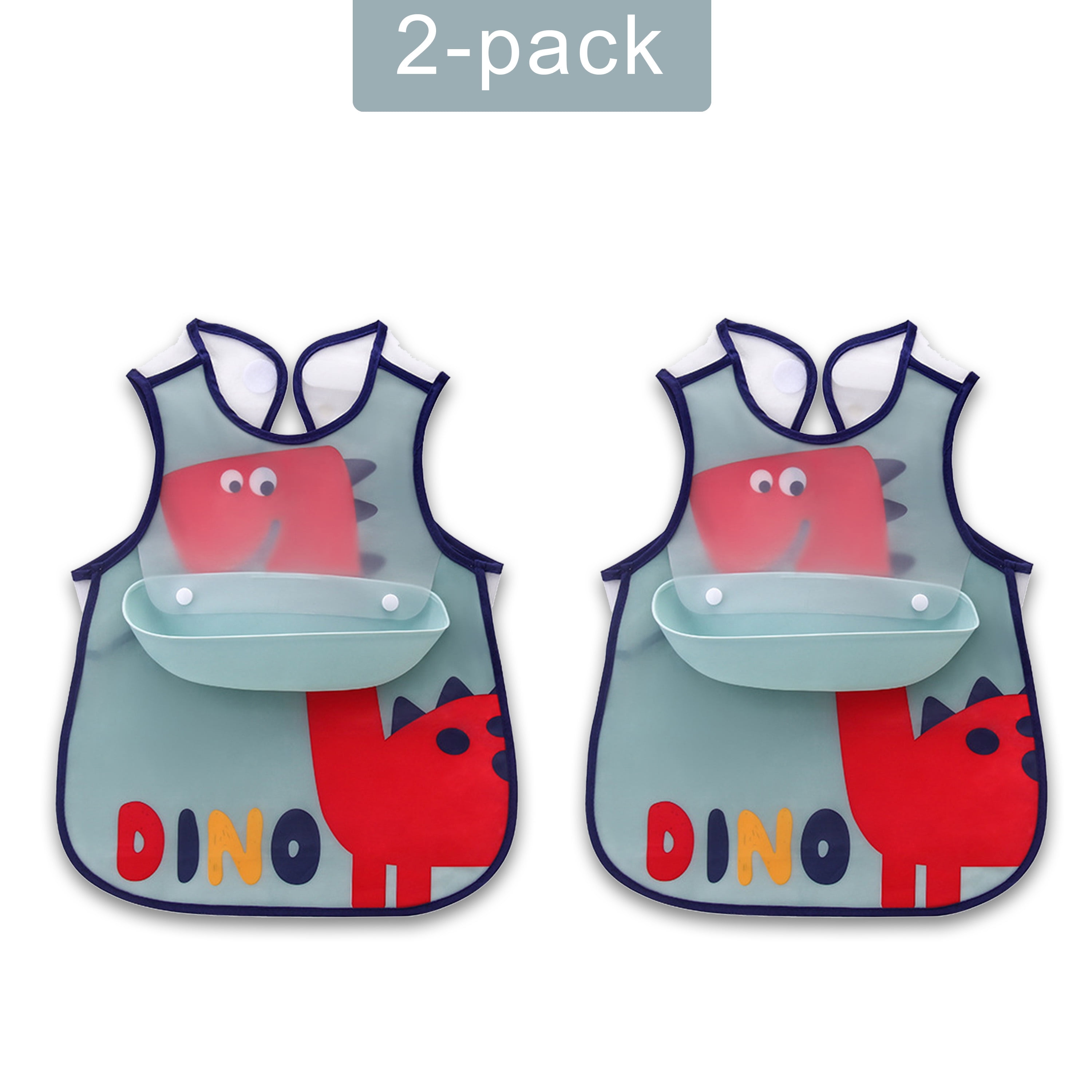 2 Pack Silicone Baby Bib for Unisex Babies and Toddlers (6-72 Months), Waterproof, BPA Free, Easy Wipe Clean
