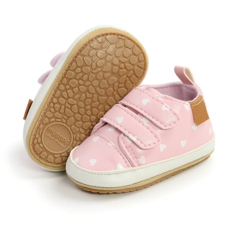

Miyanuby Baby Boys Girls High Top Ankle PU Leather Sneakers Soft Rubber Sole Infant Moccasins Newborn Anti-Slip Toddler Wedding Uniform Dress Shoes Light Pink 1-3Y