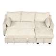 thumbnail image 5 of 90" Pull Out Sleeper Sofa L-Shaped Couch Convertible Sofa Bed with Storage Chaise, Storage Racks and USB Ports (Beige), 5 of 11