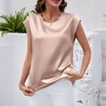 thumbnail image 3 of JoveMarine Women's Satin Tank Top Round Neck Loose Fit Blouse Business Casual Summer Top for Office and Daily Wear Pink XL, 3 of 6