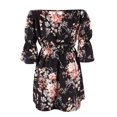 thumbnail image 4 of Women's Casual Tennis Dress Sleeveless Summer Off Shoulder Floral Short Dress for Women Loose Casual Party Dress Black XL, 4 of 4