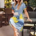 thumbnail image 3 of Naloa ducklings swim on the sea waves Print Womens Summer A-Line Dress with Pockets,Short Sleeve Dresses,Flowy Beach Swing Dress for Vacation Travel, 3 of 6