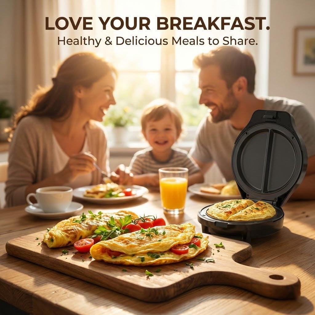 Dual-Zone Electric Omelette Maker,Omelette Maker Electric,1000w Rapid Double-Sided Egg Cooker With Non-Stick Plates，Anti-Silp Base Anti-Scald Handle Cool-Touch Handle for Home,Dorm&Travel