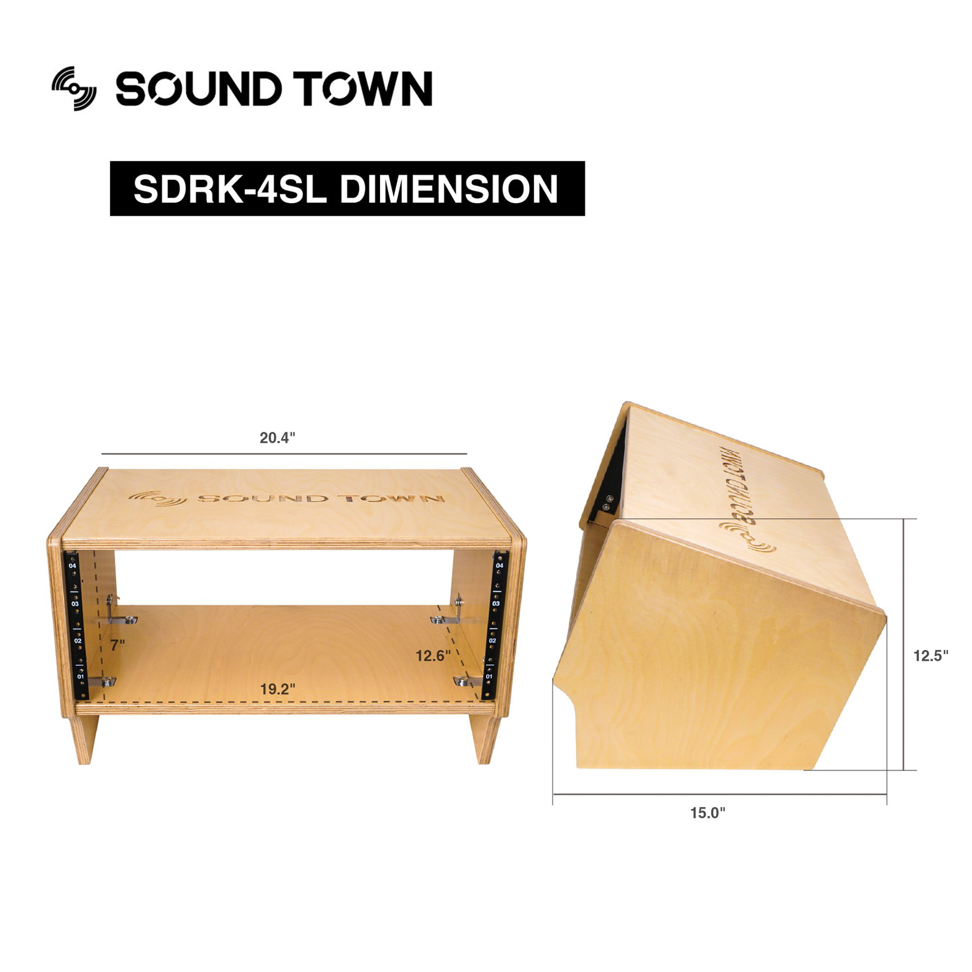SDRK-4 Sound Town 4U Studio Equipment Rack with Baltic Birch Plywood