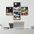 thumbnail image 3 of PixonSign Framed Wall Art Midnight Moon Cactus Desert Dune Prints, Set of 4 Minimalism Digital Art Paintings, Colorful Modern Wall Décor, Adhesive Canvas Posters for Home Decor - 12"x16" Black, 3 of 5