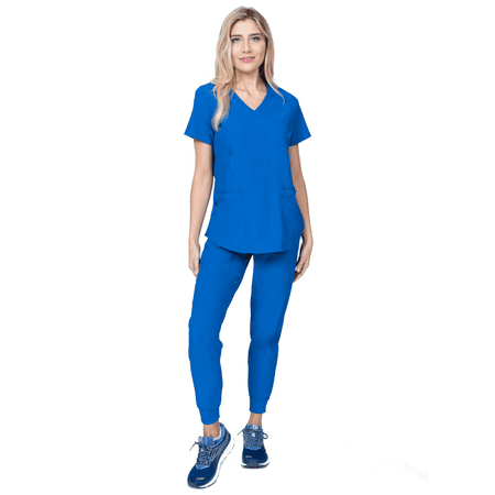 

Elements Select ES2936 Women s V-Neck Scrub Top and Jogger Scrub Set Royal Small