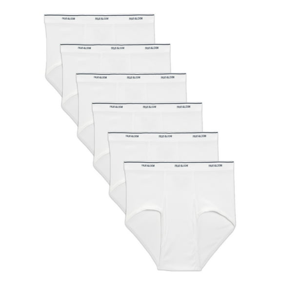 Fruit of the Loom Men's Cotton White Briefs, Extended Sizes, 6 Pack