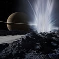 thumbnail image 2 of Explorers examine one of the great fissures from which Enceladus geysers erupt Poster Print by Ron Miller/Stocktrek Ima, 2 of 2