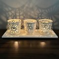 thumbnail image 1 of Xihbxyly Juego de Candelabros de Geometría Europea, Diseño Moderno de Hierro, Bandeja de Metal Negro y Madera, Ideal para Salas de Estar y Cafeterías, Decoración para Bodas, Juego de 3 Piezas, Sin Ve, 1 of 4