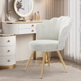 thumbnail image 2 of Daluvenix Velvet Accent Chair with Gold Metal Legs, Shell Design Vanity Makeup Chair for Living room, Modern Upholstered Guest Chair, White, 2 of 9