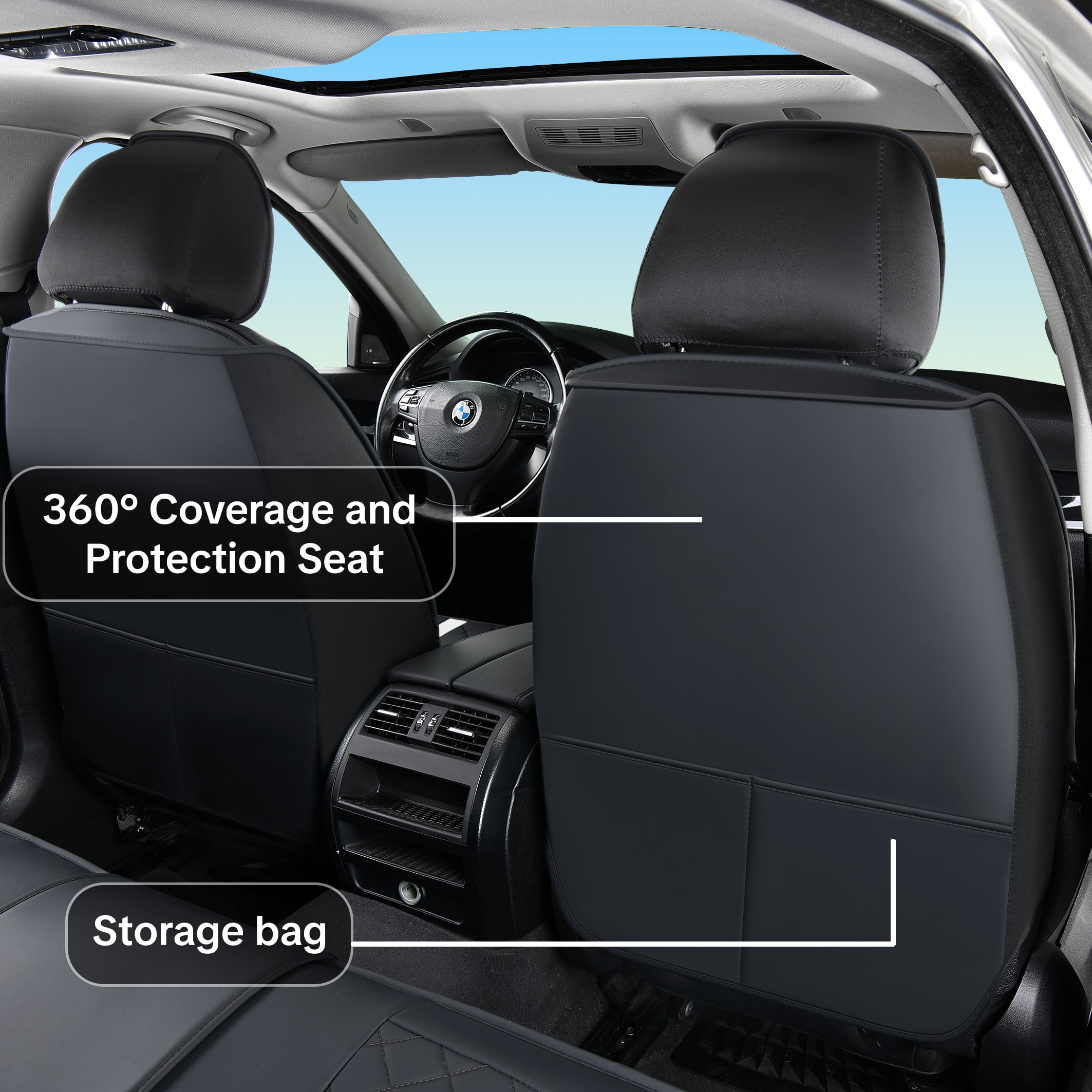 Black and Gray Car Seat Covers for Ford Maverick 2022-2026 Car Seat Cover , Waterproof Faux Leather, 5 Seats Full Set, Easy to Clean and Install, Non-slip, Protect and Upgrade Seats
