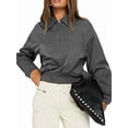 thumbnail image 2 of Essential Solid Fluted Sanding Open Front Knitted Cardigan Sweater for Women, 2 of 9