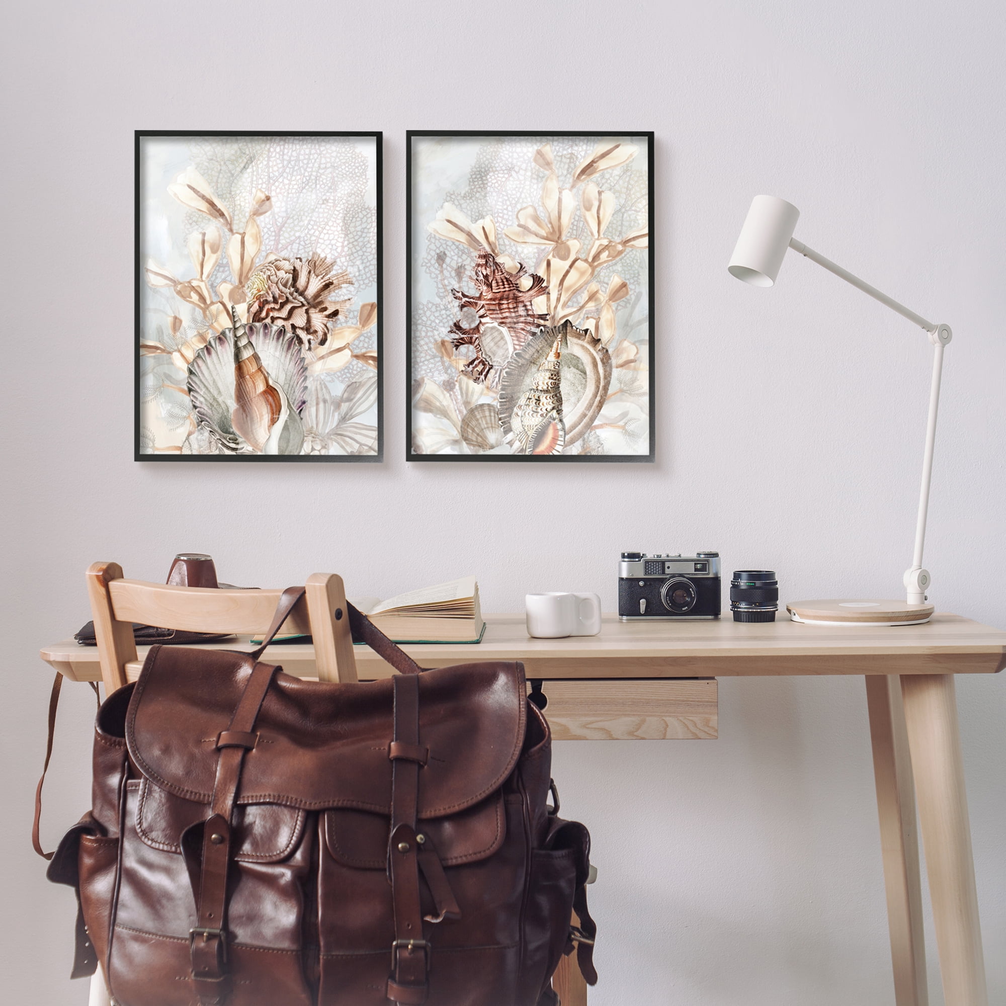 Stupell Industries Grey & Beige Sea Life Animals & Insects Painting Black Framed Art Print Wall Art, 16 x 20