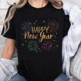 thumbnail image 1 of Playera de Algodón 100% Año Nuevo con Diseño de Fuegos Artificiales para Mujer - Regalo de Fiesta Casual, 1 of 7