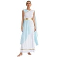 thumbnail image 1 of MSemis Costume Romain pour Femmes Manches Courtes en Chiffon Robe de Fête Grecque Toga Danse Ancienne Robe Reine Bleu Clair S, 1 of 7