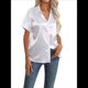 thumbnail image 1 of Blusa de Satén de Seda con Botones para Mujer, Ligera, de Trabajo, con Cuello en V, Larga y Solapa L, 1 of 10