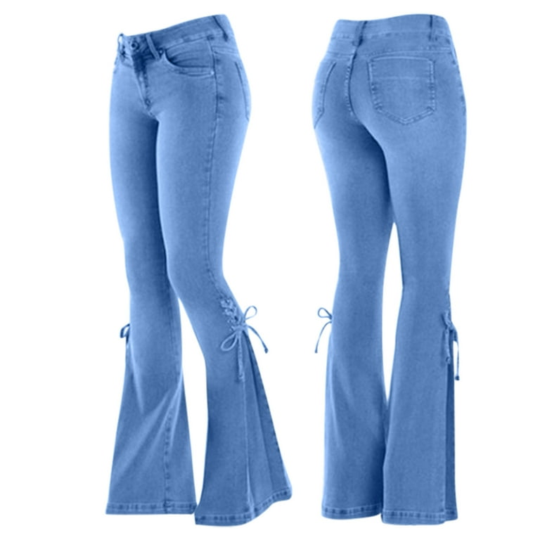 Vintage Y2K Jeans, Lace up Denim Jeans, Bootcut Jeans, Denim Flares. UK 6 
