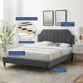 thumbnail image 4 of Platform Bed Frame, Full Size, Velvet, Dark Grey Gray, Modern Contemporary Urban Design, Bedroom Master Guest Suite, 4 of 10