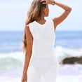 thumbnail image 4 of Pounoo Beach Cover Ups for Women V Neck Sleeveless Knit Metal Ring Plain Cover Ups for Women Loose Fit Pool Wear Lightweight Bikini Tops for Women, 4 of 5