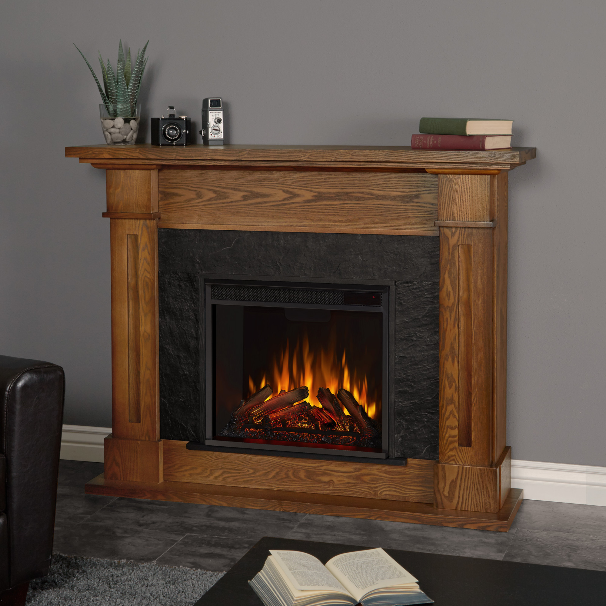 Kipling Electric Fireplace in Burnished Oak by Real Flame - Walmart.com