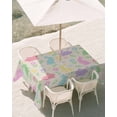 thumbnail image 3 of 60x120 Inch Outdoor Tablecloth with Umbrella Hole Zipper Rectangle Happy Easter Rectangular Tablecloths Outside Waterproof Spring Colorful Bunny Floral Rustic Burlap Patio Table Cover for Picnic, 3 of 8