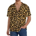 thumbnail image 3 of Xecao offers the Gold Glitter Leopard for Men's Casual Short-sleeved Shirt, a button-up collared shirt with a pocket, perfect for beach vacations and yacht travel in the Medium size., 3 of 7