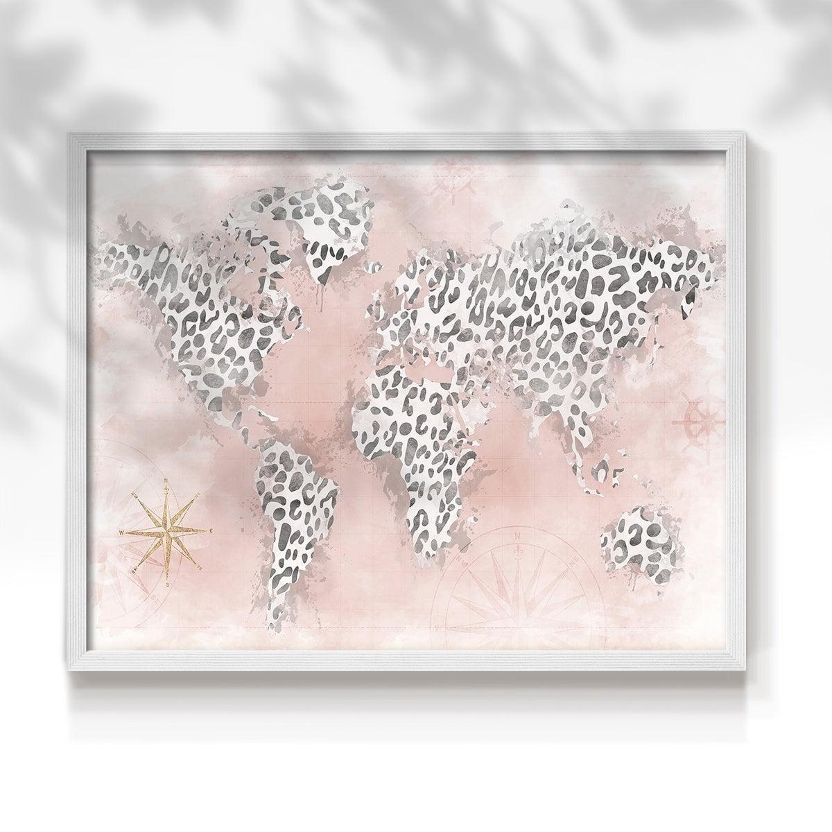 Pink Cheetah Map by Natalie Carpentieri - Restickable Framed Giclée Print